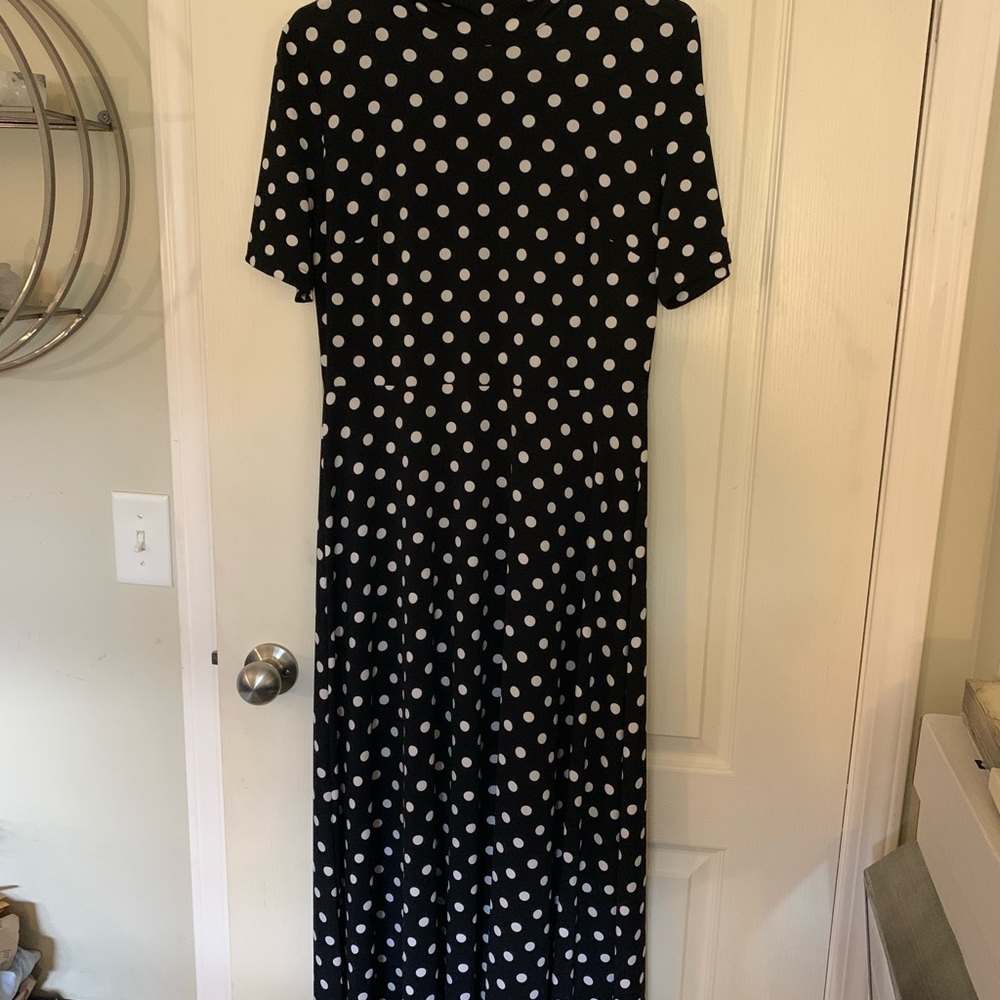 Lbisse Black & White Polka Dot Midi Dress.